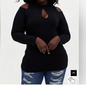 Torrid Black Cold Shoulder keyhole Top NWT
